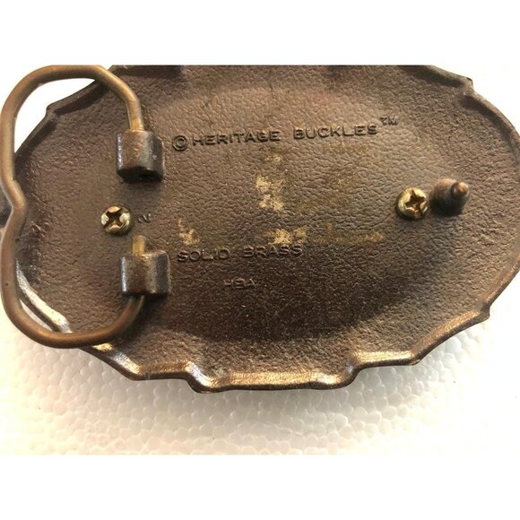 Men's Brown Heritage Buckle Solid Brass National Rifle Association Style Buckle - Picture 2 of 3